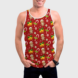 Майка-безрукавка мужская Новогодний паттерн пряня, цвет: 3D-белый — фото 2