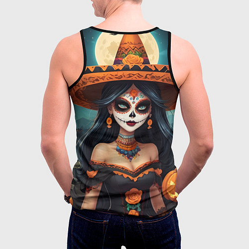 Мужская майка без рукавов Страшилки ведьмочка / 3D-Черный – фото 4