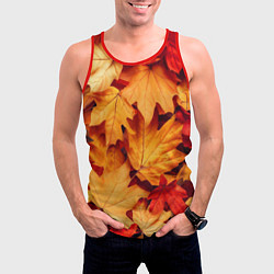Майка-безрукавка мужская Осенние кленовые листья, цвет: 3D-красный — фото 2