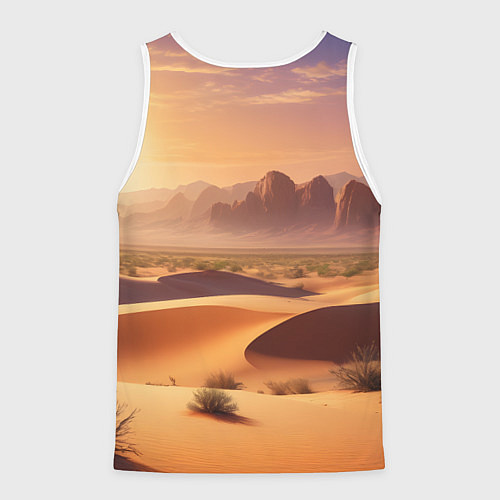 Мужская майка без рукавов Закат в жаркой пустыне / 3D-Белый – фото 2