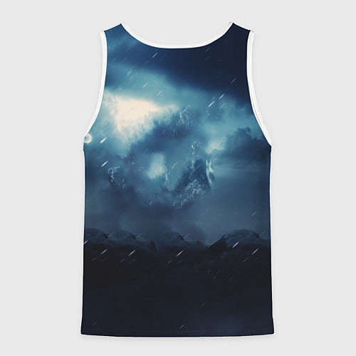 Мужская майка без рукавов Волк ночью / 3D-Белый – фото 2