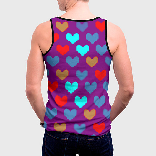 Мужская майка без рукавов Among us неоновые сердца / 3D-Черный – фото 4