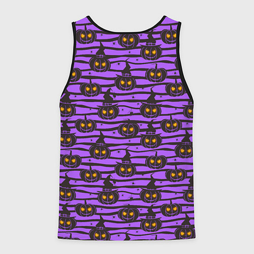 Мужская майка без рукавов Хэллоуин - тыква со светящимися глазами / 3D-Черный – фото 2