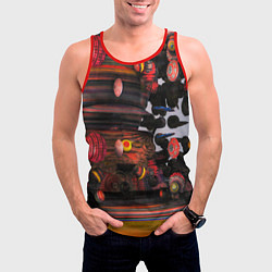 Майка-безрукавка мужская Оптические фигуры абстракция, цвет: 3D-красный — фото 2