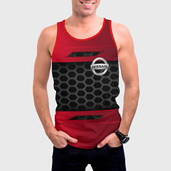 Майка-безрукавка мужская Nissan auto steel, цвет: 3D-красный — фото 2