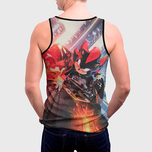 Мужская майка без рукавов Ёжик Шэдоу на мотоцикле / 3D-Черный – фото 4