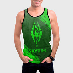 Майка-безрукавка мужская Skyrim - green gradient, цвет: 3D-черный — фото 2