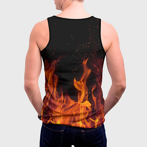 Мужская майка без рукавов Doom fire steel logo / 3D-Черный – фото 4