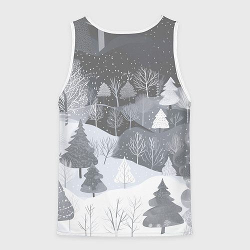 Мужская майка без рукавов Олень с кофе в лесу / 3D-Белый – фото 2