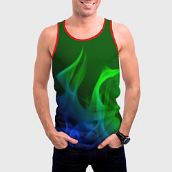 Майка-безрукавка мужская Столкновение огней синий и зелёный, цвет: 3D-красный — фото 2