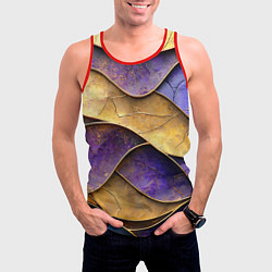 Майка-безрукавка мужская Фиолетовые и золотые волны, цвет: 3D-красный — фото 2