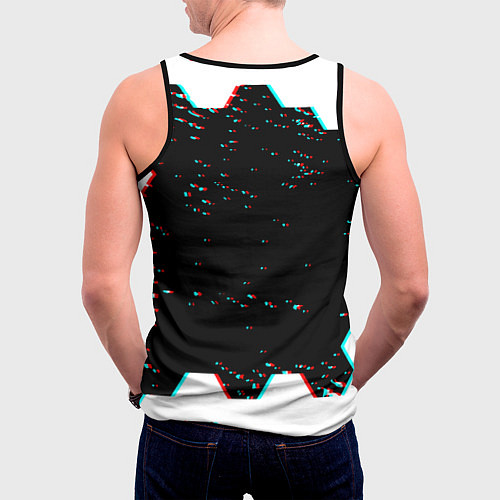 Мужская майка без рукавов Doom hexagon glitch color / 3D-Черный – фото 4