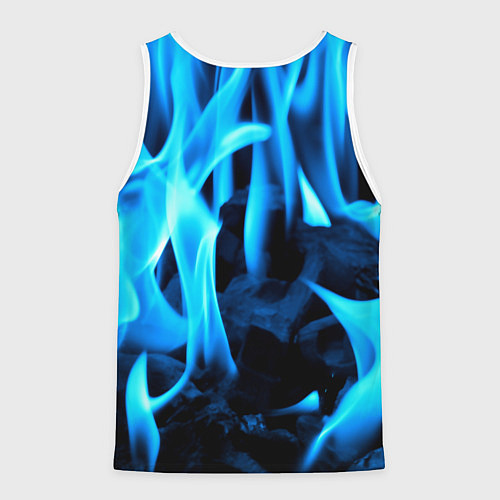 Мужская майка без рукавов Синий огонь текстура / 3D-Белый – фото 2