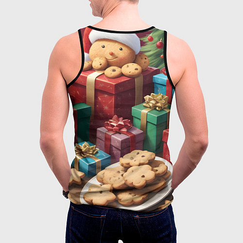 Мужская майка без рукавов Рождественское печенье / 3D-Черный – фото 4