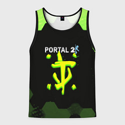 Майка-безрукавка мужская Doom x portal 2 зелёные соты, цвет: 3D-черный