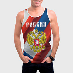 Майка-безрукавка мужская Цвета флага России, паттерн, цвет: 3D-белый — фото 2