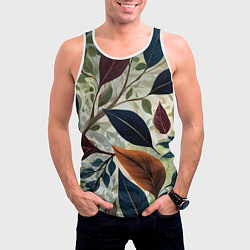 Майка-безрукавка мужская Листья искусство, цвет: 3D-белый — фото 2