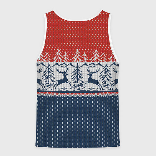 Мужская майка без рукавов Новогодний вязаный узор / 3D-Белый – фото 2