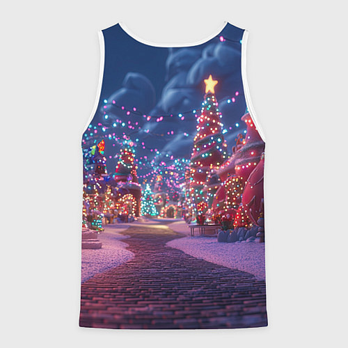 Мужская майка без рукавов Дорога в новый год / 3D-Белый – фото 2