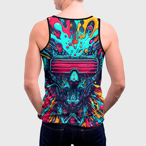 Мужская майка без рукавов Cyber dude with glasses - blots / 3D-Черный – фото 4