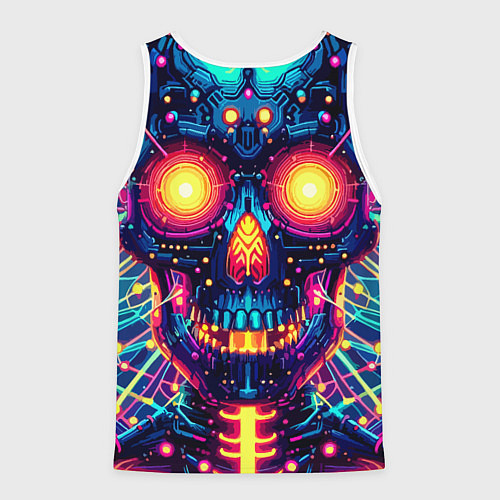 Мужская майка без рукавов Neon skull - ai art fantasy / 3D-Белый – фото 2