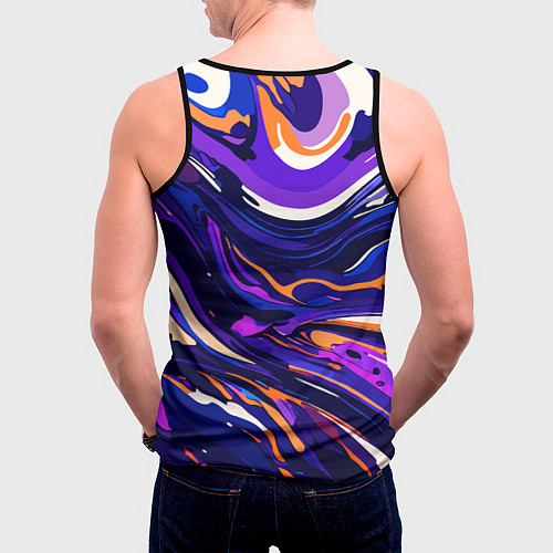 Мужская майка без рукавов Разноцветная абстракция разводов / 3D-Черный – фото 4