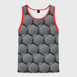 Майка-безрукавка мужская Стальные шестигранники на сером фоне, цвет: 3D-красный