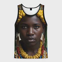 Майка-безрукавка мужская Африканец искусство, цвет: 3D-черный