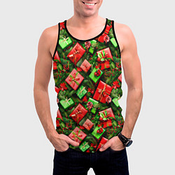Майка-безрукавка мужская Новогодние подарки в коробках, цвет: 3D-черный — фото 2