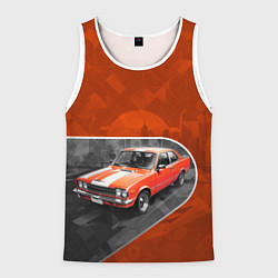 Майка-безрукавка мужская Оранжевый ретроавтомобиль, цвет: 3D-белый