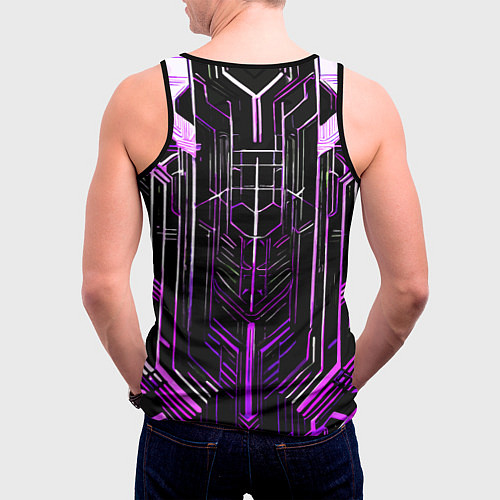 Мужская майка без рукавов Purple lines on a black background / 3D-Черный – фото 4