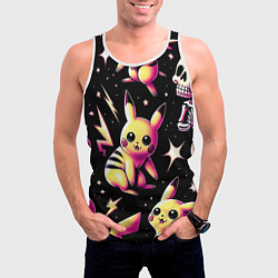 Майка-безрукавка мужская Pikachu and skeletons - pattern, цвет: 3D-белый — фото 2