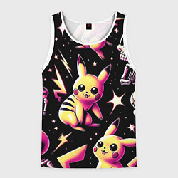 Майка-безрукавка мужская Pikachu and skeletons - pattern, цвет: 3D-белый