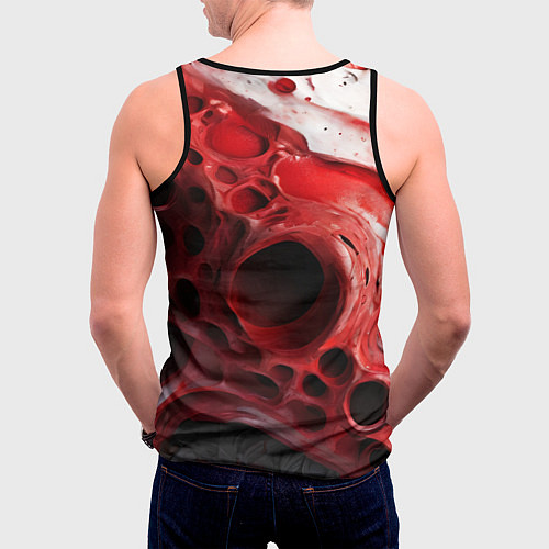 Мужская майка без рукавов Красно-белая абстрактная структура / 3D-Черный – фото 4
