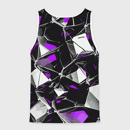 Мужская майка без рукавов Фиолетово-белый паттерн на чёрном фоне / 3D-Белый – фото 2