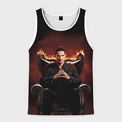 Майка-безрукавка мужская Люцифер на стуле, цвет: 3D-белый