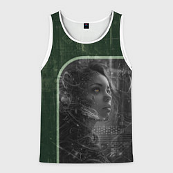 Майка-безрукавка мужская Боевая девушука-киборг, цвет: 3D-белый