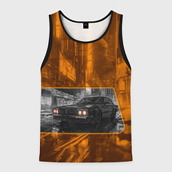 Майка-безрукавка мужская Авто с оранжевыми фарами, цвет: 3D-черный