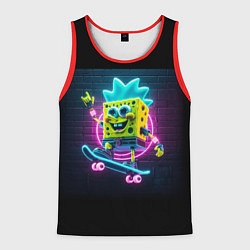 Майка-безрукавка мужская Sponge Bob on a skateboard - ai art fantasy, цвет: 3D-красный