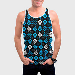 Майка-безрукавка мужская Бело-голубые звёзды на чёрном фоне, цвет: 3D-белый — фото 2