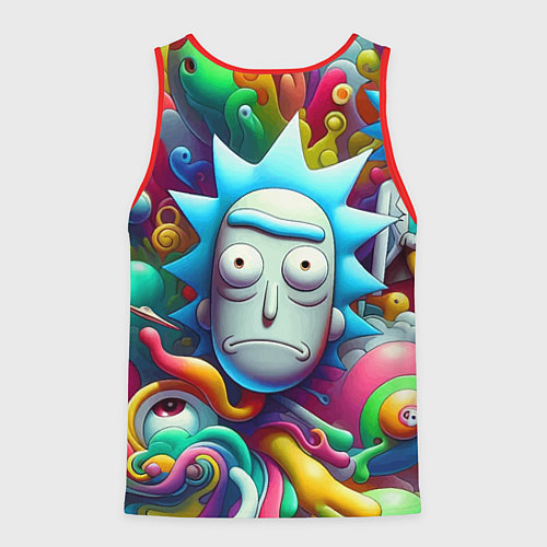 Мужская майка без рукавов Рик Санчес - граффити / 3D-Красный – фото 2