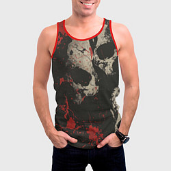 Майка-безрукавка мужская Силуэты черепов на гранжевом фоне, цвет: 3D-красный — фото 2