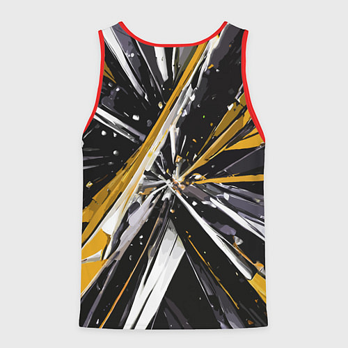 Мужская майка без рукавов Чёрно-жёлто-белая абстракция / 3D-Красный – фото 2