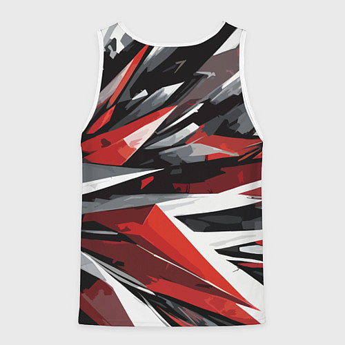 Мужская майка без рукавов Чёрно-красно-белая абстракция / 3D-Белый – фото 2