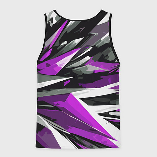 Мужская майка без рукавов Чёрно-фиолетово-белая абстракция / 3D-Черный – фото 2