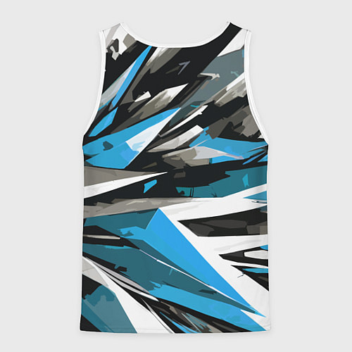 Мужская майка без рукавов Чёрно-сине-белая абстракция / 3D-Белый – фото 2