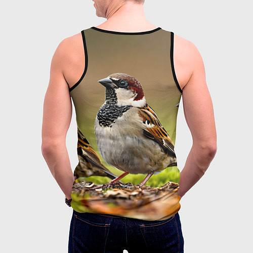 Мужская майка без рукавов Воробей / 3D-Черный – фото 4