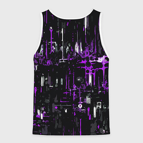 Мужская майка без рукавов Бело-фиолетовая тревожная абстракция на чёрном фон / 3D-Белый – фото 2