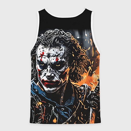 Мужская майка без рукавов Джокер на фоне огня / 3D-Белый – фото 2