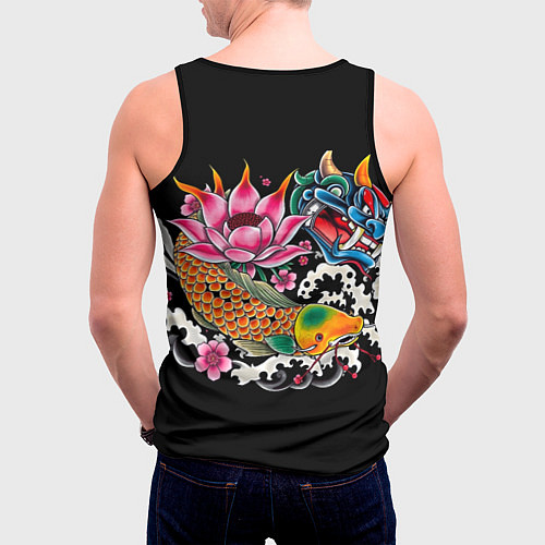 Мужская майка без рукавов Татуировка в японском стиле / 3D-Черный – фото 4